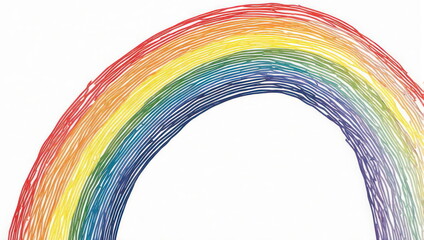 Hand drawn colorful rainbow arch illustration on white background.