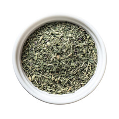 Dried Thyme in a Bowl Isolated transparent on white background