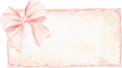 Vintage pink floral frame design for a birthday or holiday invitation card with ribbon and gold border