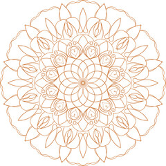 Ornate beautiful mandala design, symmetrical and detailed line art. Isolated on transparent background