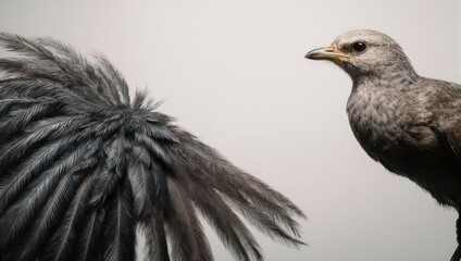 Elegant Bird Displaying Feathers in a Captivating Pose.