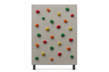 Portable bouldering climbing wall panel with colorful holds