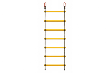 Yellow rope ladder ascending on transparent background