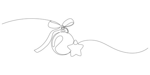 merry christmas decoration,continues one single line hand drawing sketch. for design template winter holiday banner, card, invitation. Editable stroke