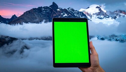 Digital tablet green screen, Generated with AI.