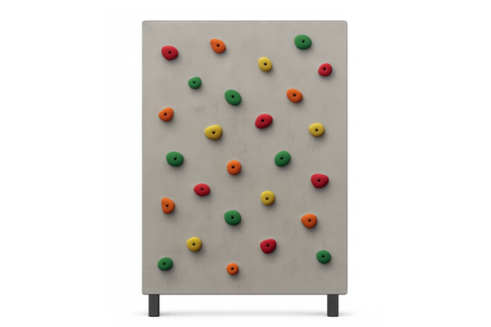 Portable bouldering climbing wall panel with colorful holds