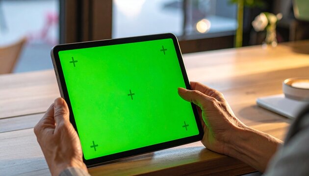 Digital tablet green screen, Generated with AI.