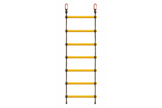 Yellow rope ladder ascending on transparent background - Powered by Adobe