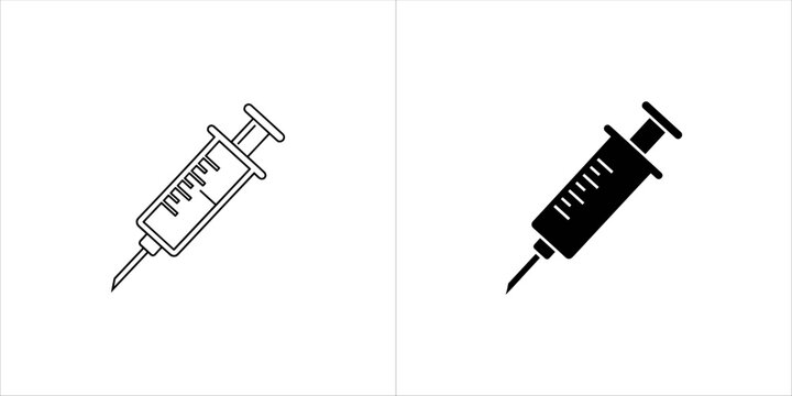Two syringe icons, one outline and one solid black
