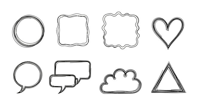Trendy hand-drawn speech bubbles and geometric shapes create a playful vibe perfect for social media, adding a personal touch to any design project!