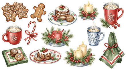 Christmas elegant classic decor PNG set