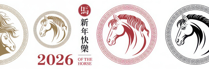 Chinese New Year 2026 year of the horse illustration vector design for festive celebrations and cultural events