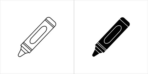 Outline and solid black silhouette of a crayon