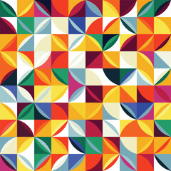 Abstract Geometric Quarter-Circle Tile Pattern