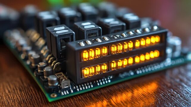 Close Up of Vfd Display Module Showing Characters on Circuit Board