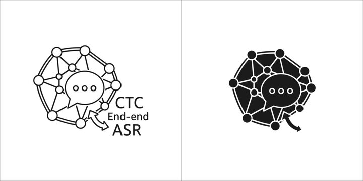 Ctc endtoend asr speech recognition network icon with chat bubble
