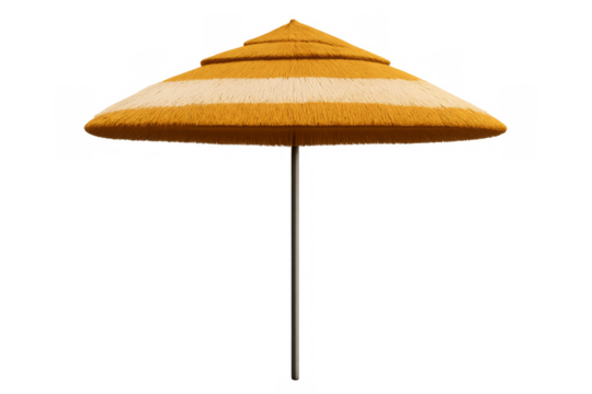Yellow and white striped beach umbrella providing shade