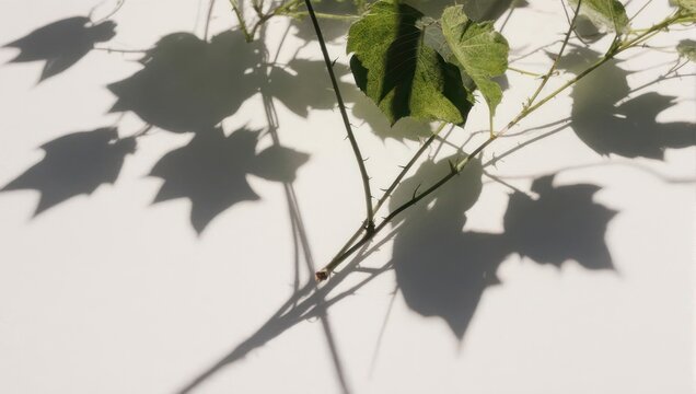 Fototapeta Shadows of Leaves on a White Surface in Sunlight.