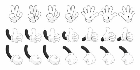 Collection of cartoon hands and legs in various poses and gestures
