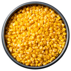 Bowl of Yellow Corn Kernels on White Background sweet corn isolated on a transparent background