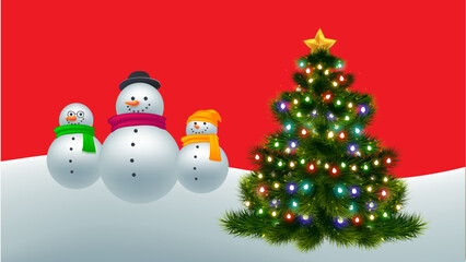 snowman with christmas tree