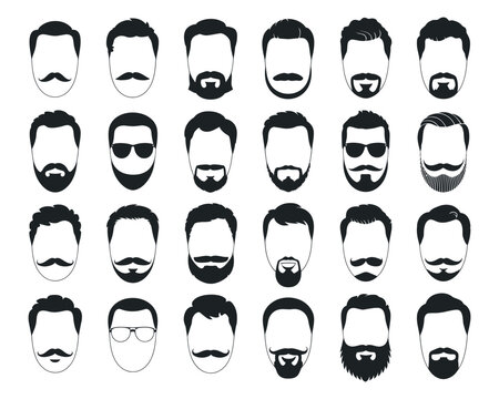 A comprehensive collection of diverse male facial hair styles, showcasing various beard and mustache trends from classic to modern, ideal for fashion, grooming, and men's style concepts