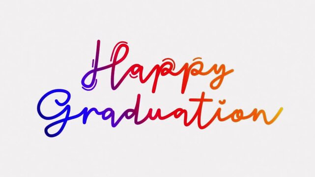 Happy Graduation One line continuous animated typography intro outro, hand drawn calligraphy monoline vintage text on background, aniamted Calligraphy lettering animation video colorful gradient type