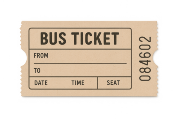 Vintage bus ticket for travel and public transit