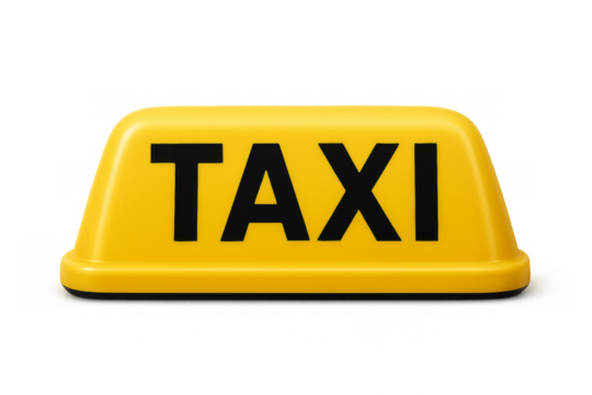 Yellow taxi cab sign isolated on transparent background - Powered by Adobe