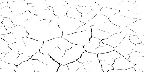 High contrast black and white cracked dry soil texture background, drought earth surface pattern, environmental climate change concept, abstract broken ground detail for nature design and illustration