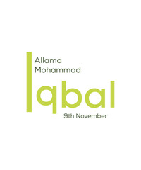 Allama iqbal day logo, 9 November. Iqbal Day poet of the east, minimalist graphic for cultural events, national celebrations, and historical awareness on Iqbal day in November
