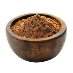 A bowl overflows with fragrant cinnamon powder Isolated transparent on white background