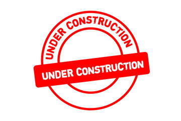 Red Under Construction Stamp Sign Isolated on Black Background – Grunge Circular Badge Vector Illustration