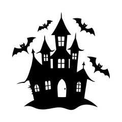 halloween castle with bats