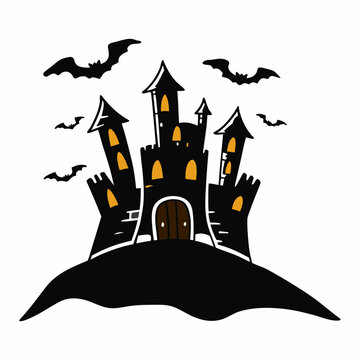 halloween castle with bats