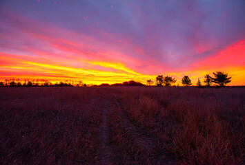 Autumn sunrise on the prairie