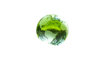 A glowing green crystal globe floats against a black void