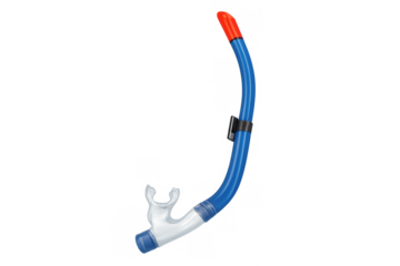 Blue and red diving snorkel for underwater breathing