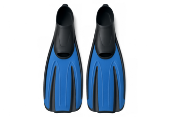 Pair of blue swimming flippers for snorkeling fun