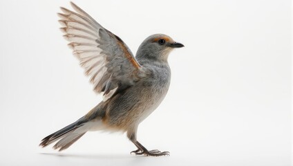 Small bird with outstretched wings on a clean white background.