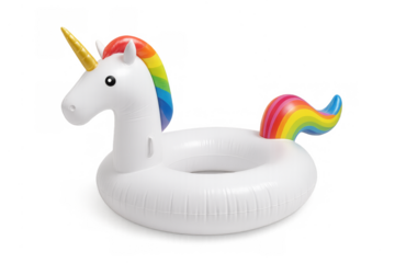 Unicorn pool float with rainbow mane and tail
