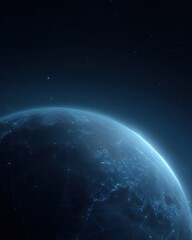 Obraz premium Digital Earth surrounded by glowing blockchain connections, future of finance,