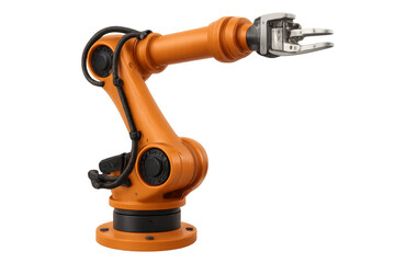 Robotic arm for industrial automation technology on transparent background