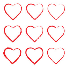 Set of hearts made with grunge brush icon vector. love symbol. vector illustration.