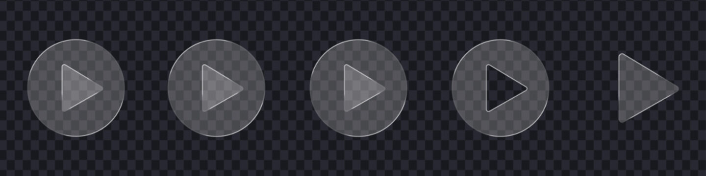 Play button glass icon vector. glass video buttons transparent background symbol. vector illustration.