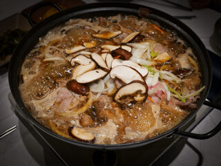 Korean beef bulgogi stew or Bulgogi Jeongol.