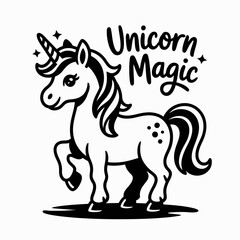 Majestic Unicorn Silhouette | Bold Black Vector Illustration
