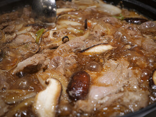 Korean beef bulgogi stew or Bulgogi Jeongol.