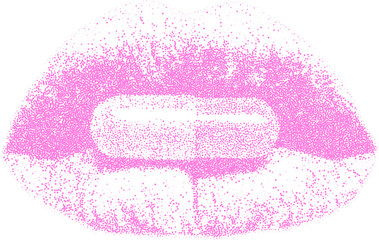 Pink vector illustration of lips and a hat design for a Valentine's Day heart decoration symbol