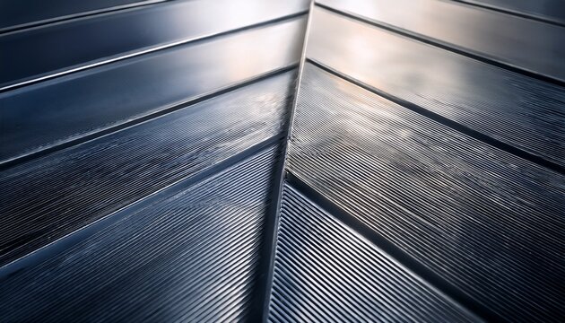 metallic surface with parallel metal bars and reflections in light
